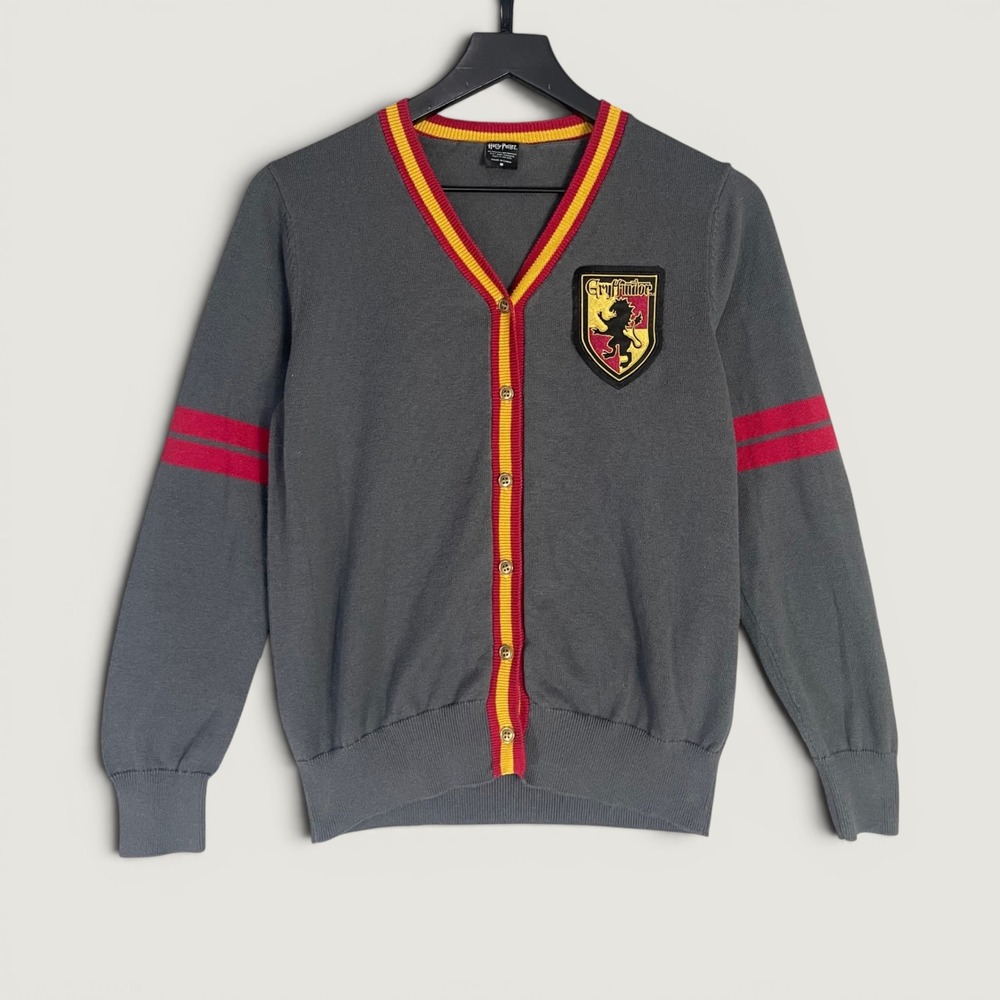 Harry Potter Gryffindor Cardigan Sweater Womens Medium Spirit Halloween Gray
